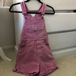 Vintage pink overall shorts